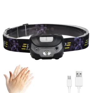 EX-003 / Linterna Frontal MANOS LIBRES – RECARGABLE USB – Sensor de Movimiento, 3 Modos de Luz